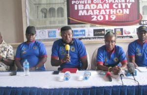 Power Oil/Splash FM Ibadan City Marathon Race Witnesses Record-Entry Of 3,100 Registered Marathoners L-R: South West Zonal Coordinator, Federal Ministry of Youth & Sports, Femi Ajao, Managing Director, Kayrom Lee Limited, News Editor, Splash FM, Tunde Olawuwo, CEO/MD, Splash FM West Midand Communications, Atinuke Adetunji and General Manager Admin, Splash FM, Adeshina Alawode during the press conference