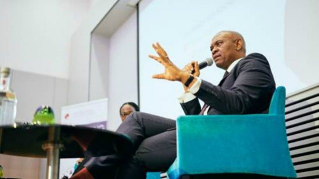 Tony Elumelu, CON engaging the distinguished audience at the convening on Africa’s economic transformation convened by the Tony Elumelu Foundation in Brussels