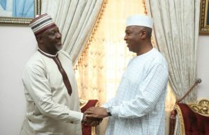 Photos: When Saraki Paid Condolence Visit To Melaye Over Mom’s Demise Senator Dino Melaye, left, with Dr Bukola Saraki...during the visit...