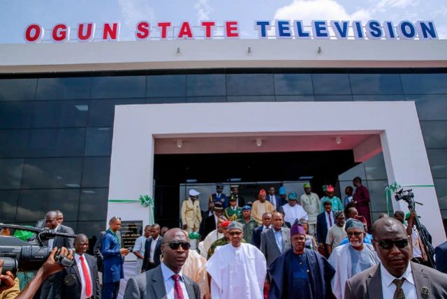President Muhammadu Buhari and others after commissioning the OGTV Complex...