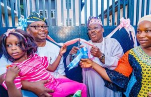 Photos: When Adebayo Adelabu SGB/Skills Acquisition Centres Were Commissioned L-R: Chief Adebayo Adelabu with his daughter, Aduke, Gov Abiola Ajimobi and Chief (Mrs) Oluseyi Adelabu...