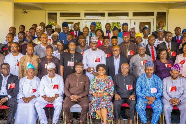 Governor Kayode Fayemi of Ekiti State with his appointees at the retreat...