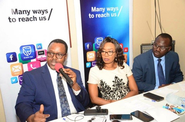 L-R: Chief Executive, Stanbic IBTC Pension Managers Limited, Mr Eric Fajemisin; Executive Director, Business Development, Stanbic IBTC Pension Managers Limited, Mrs Nike Bajomo; and Head, Micro Pension and Agency, Mr Abimbola Oladele, at the launch of Stanbic IBTC Pension Managers’ micro pension campaign, held in Lagos…recently…