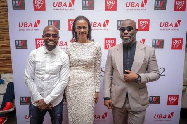 Co-owner Urban Vision Limited, Akins Akinkugbe; Group Head Corporate Communications/ Executive Producer, The Men’s Club, Bola Atta and Director The Men’s Club Tola Odunsi, during the Season 2 Premiere of the movie…
