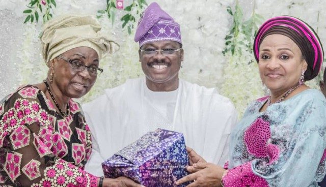 Senator Abiola Ajimobi, middle, with wife...receiving a gift at the event...