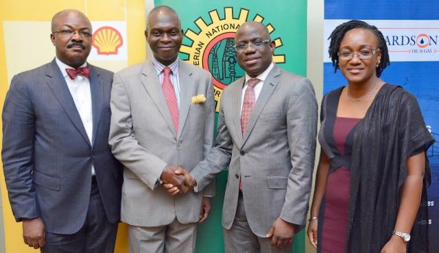 L-R: Vice Chairman, Nigerian British Chamber of Commerce (NBCC) Akin Osuntoki; former NBCC President, Prince Adedapo Adelegan; Managing Director, Shell Nigeria Exploration and Production Company (SNEPCo), Bayo Ojulari; and Group Head, Oil and Gas for Bank of Industry, Ebehi Ehi-Omoike, at the event…