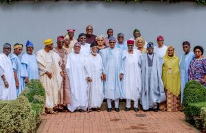 True Federalism Tops Agenda As Afenifere, Yoruba Elders Meet Buhari ...President Muhammadu Buhari, in a group photo with the visiting Yoruba Leaders...in Abuja...