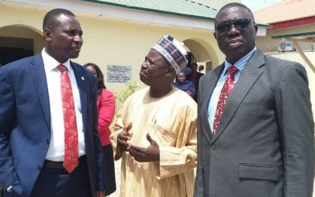L-R: The Secretary to the EFCC, Olanipekun Olukoyede with the Kaduna Zonal Head of the Commission, Mailafia Yakubu (right)