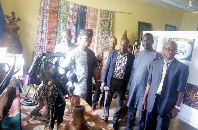 …the Director-General Ekiti State Council For Arts and Culture and some of the lecturers during a tour of Arts Gallery, Fine Arts Department of the college…