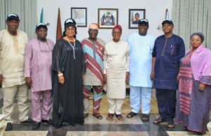 Photo: When Members Of Osun APC’s House Of Reps-Elect Visited Oyetola L-R: Ijesa South Federal Constituency, Hon Babatunde Lawrence Ayeni; Osogbo Federal Constituency, Hon Bukola Oyewo; Irewole Federal Constituency, Hon Mrs Taiwo Olukemi Oluga; Ila Federal Counstituency, Hon Femi Fakeye; Governor of the State of Osun, Mr Gboyega Oyetola; Ifelodun Federal Constituency, Hon Rasheed Olalekan Afolabi; Iwo Federal Constituency, Hon Yinusa Amobi and Supervisor for federal matters, Hon Miss Idiat Babalola, during the visit…