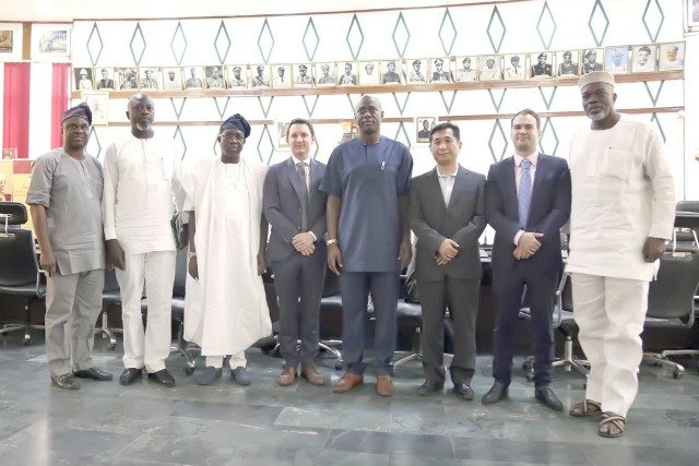 Oyo's Governor Seyi Makinde, fourth from the right, with the World Bank’s Implementation Support Mission and the Ibadan Urban Flood Management Project officers and others...