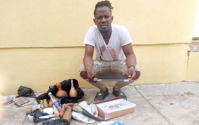Johnson Okuselu…one of the convicts with his ‘arsenal of tools’…