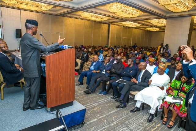 Professor Yemi Osinbajo…during a question and answer session at the Town Hall meeting…in New York…