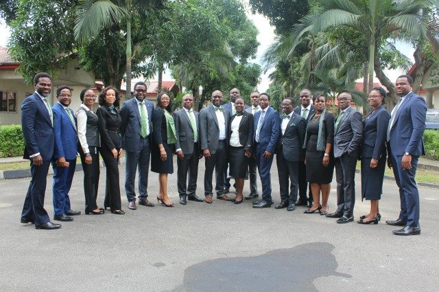 MD/CEO, Heritage Bank Plc, Ifie Sekibo, Executive Director, Jude Monye and other Management staff and few of the new intakes of Heritage Bank training Institute dubbed “The Refinery,” during the ushering of the intakes for 12-week intensive training course in Port Harcourt…