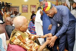 Oyo's Governor Seyi Makinde, left, with Pa Reuben Fasoranti...