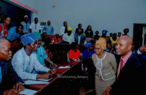 Makinde Charged To Activate Waste To Wealth Project …Head of Service, Mrs. Amidat Ololade Agboola (second right) and the Permanent Secretary, Ministry of Information, Culture and Tourism, Dr. Bashir Olanrewaju (right) welcoming some participants/stakeholders before the commencement of the meeting...