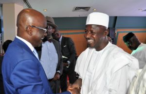 Magu To Senior Lawyers: Be Of High Rectitude L-R: Member of the Justice Reform Project (JRP), Dr Adewale Olawoyin (SAN) and the Acting Chairman of the Economic and Financial Crimes Commission (EFCC), Mr Ibrahim Magu during JRP's Public Discourse on Justice Delivery in Nigeria; A Framework for Reform, in Abuja...on Friday