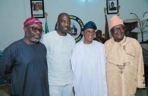 Supreme Court Victory: Muyiwa Ige Joins Others To Celebrate With Oyetola R-Left: Otunba Jumoke Ogunkeyede, Governor Gboyega Oyetola, Arc Muyiwa Ige...