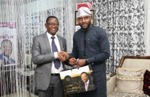 Oyo Speaker Visits First Technical University, Says He’s ‘Impressed’ …Rt Hon Adebo Ogundoyin, Speaker, Oyo State House of Assembly, right, receiving a souvenir's from Prof. Ayobami Salami, Vice Chancellor, First Technical University (Tech-U), Ibadan, during the Speaker's working visit to the University...