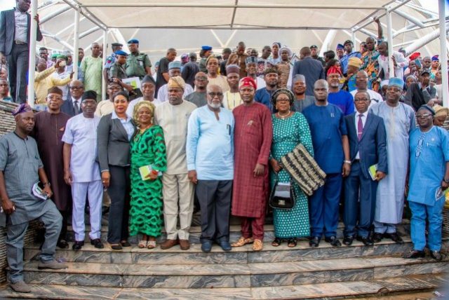 Arakunrin Oluwarotimi Akeredolu, the governor of Ondo State...with his new LGA caretaker chairmen...and others...