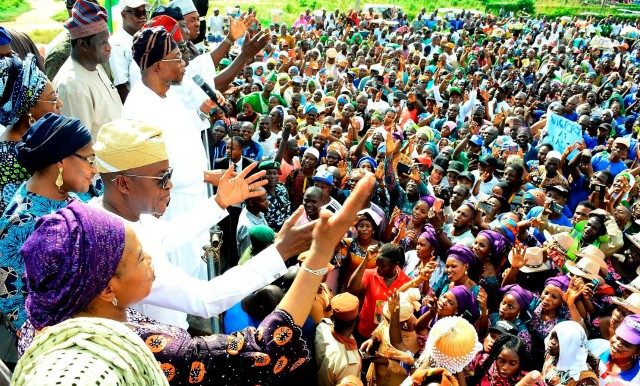 Governor State of Osun, Mr. Adegboyega Oyetola and his predecessor, Ogbeni Rauf Aregbesola, during a victory party organized by the leadership of the APC in honour of Governor Oyetola's victory of the Supreme Court judgement, at the Mandela Freedoms Park, Osogbo on Saturday