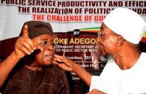 When Aregbesola’s Loyalists Were Reportedly Attacked By Gunmen In Osogbo Governor Gboyega Oyetola, left, with his former boss and predecessor, Ogbeni Rauf Aregbesola...in 'those days'...