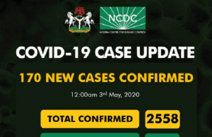 COVID-19: Nigeria Records 170 New Cases, Total Now 2558