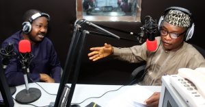 Yinka Odumakin left with Olayinka Agbooladuring the Radio Show
