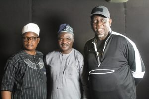 L R Olayinka Agboola Agbaakin Abass Obesre and Giwa Deji Osibogun the Proprietor of Space 901fmafter the Radio Show