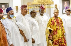 Photo: When Oluwo Of Iwo Joined Others At Oniru Of Iruland’s Coronation R-L: Rt. Hon. (Dr.) Mudashiru Ajayi Obasa, Speaker, Lagos House of Assembly with Oba Abdulrasheed Adewale Akanbi, Hon, Age- Sulaimon, Hon Mojeed Fatai, Hon Sanni Okanlawon, Hon. Noheem Adams and Hon Jude Odimogu at the event…