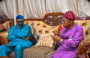 Akeredolu Pays Solidarity Visit To Oyetola In Osogbo Over Saturday’s Attack Arakunrin Oluwarotimi Akeredolu, left, with Mr Adegboyega Oyetola...in Osogbo on Sunday...