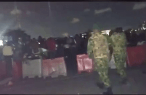 The Bloody Or Bloodless Massacre Of Lekki By Festus Adedayo …image of military men at Lekki Toll Gate on Tuesday evening…shooting at the protesters…