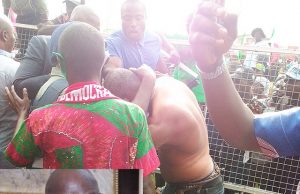 They Want To Give Me The Bola-Ige-Treatment, Fayose Cries Out …one of the ‘Thugs’ that assaulted Dr Ayodele Fayose…inset is the former Governor…(thesourceng.com image)