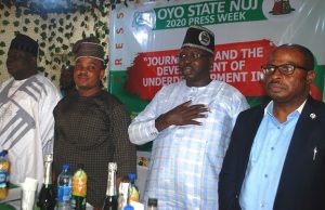Tegbe, Olowofela, Others Identify With Oyo NUJ As Press Week Kicks Off L-R: Dr Olayinka Isiaka Kolawole, Comrade Ademola Babalola and others at the event on Saturday...