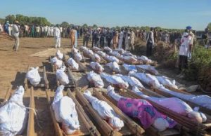 Massacre Of Farmers: Nigerians Angry, Want Buhari To Sack Service Chiefs Immediately ...remains of some of the massacred Borno farmers...