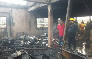 Fire Razes Kola Eleja’s Kollington Plaza, Affects Recording Studio, Redeemed Church ...a section of the second floor of Kollington Plaza razed on Saturday in Ibadan...
