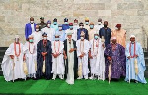 Regional Security: Lagos Hosts S’West Governors, Traditional Rulers Governors and traditional rulers at the meeting in a group photograph...