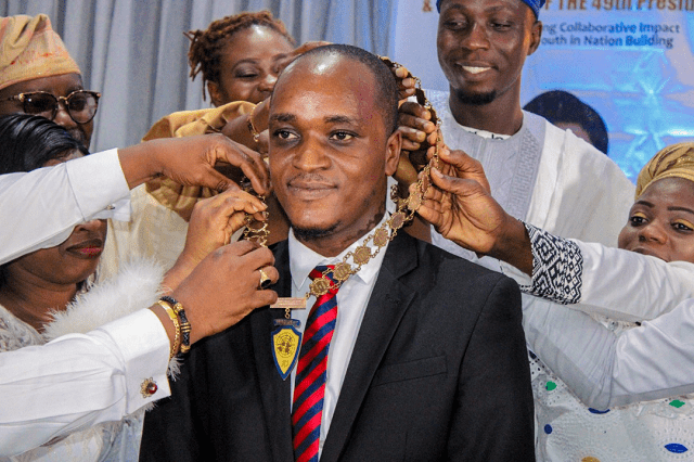 JCI …2021 Local Oganisation's President, Ayodeji Akinwande during his investiture as the President of Junior Chamber International Metropolitan in Lagos…