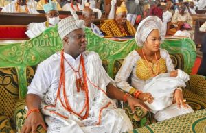 Photo: When The Ooni Appeared At St Paul’s In Ile-Ife For Thanksgiving The Ooni of Ife,Oba Adeyeye Ogunwusi with his Queen and Prince...at the church...