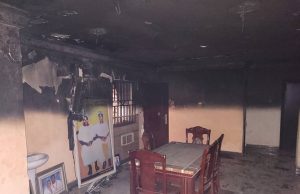 Sunday Igboho’s Ibadan House Set On Fire By Arsonists, See Exclusive Images ...a section of Sunday Igboho's house torched...