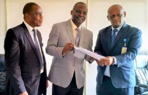 Photo: Former VC of Caleb & Adeleke Univerisity, Prof Diji Aina Becomes Provost Of Babcock University’s Postgraduate College Professor Diji Aina...middle, receiving his letter of appointment...