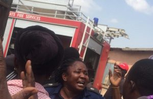 Pupils Escape Unhurt As Ibadan School Catches Fire, See Images ...Fire fighting vehicle and residents at the school on Thursday morning...