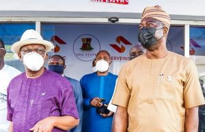 Wike Hails Makinde, Says ‘He’s Embarking On Priority Projects In Oyo’ Rivers' Gov Nyesom Wike, right, with Engineer Seyi Makinde...in Ibadan on Thursday...