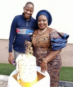 ...the celebrant with General Manager at Mauve 21, Kunle Olaniran...