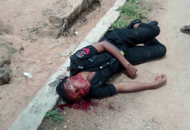 ...the lifeless body of a policewoman shot during the Ekiti State East 1 State Constituency bye-Election on Saturday...