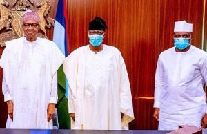 Buhari Plays Host To Gbenga Daniel, Dimeji Bankole L-R: President Muhammadu Buhari, Otunba Gbenga Daniel and Hon Dimeji Bankole…