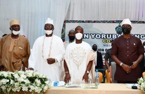 Makinde Joins Others At Yoruba Summit, Reveals Plans To Tackle Insecurity From right, Oyo State Governor, Engr Seyi Makinde; Mr Sola Lawal; Are Onakankanfo of Yorubaland, Chief Gani Adams and Dr Kunle Olajide of Yoruba Council of Elders...at the event...