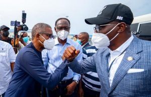 Photos: When Sanwo-Olu Paid Working Visit To New Dangote Refinery ...Alhaji Aliko Dangote, left, with Governor Babajide Sanwo-Olu...at the refinery...