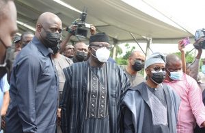 Oyetola On Odumakin: Nigeria Lost A Crusader Of New Nation L-R: Engineer Seyi Makinde of Oyo State, Dr Kayode Fayemi of Ekiti and Mr Adegboyega Oyetola of Osun...at the event...