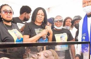 Odumakin Begins Last Journey: Gbajabiamila, Sanwo-Olu Extol… ...Yinka Odumakin's remains...with the widow, Dr Joe Okei-Odumakin and others...